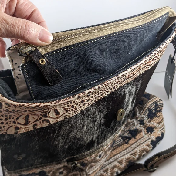 Myra Bag Brown & Black Aztec Crossbody with Cream Accents - Picture 11 of 16